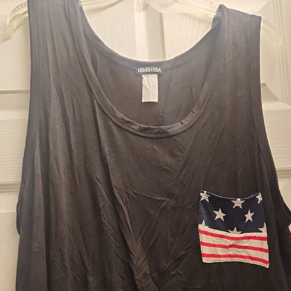 HEIMISH USA Black Tank Top with Star Pocket